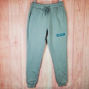 Mitchell & Ness Box Logo Sweatpants Men Small Gray Green Tapered Leg Drawstring